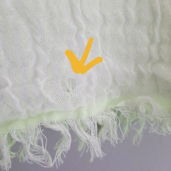LULULEMON \ Warrior Scarf Gauze Two Tone Dip-Dye Large Wrap Green & White Flawed - Picture 15 of 16